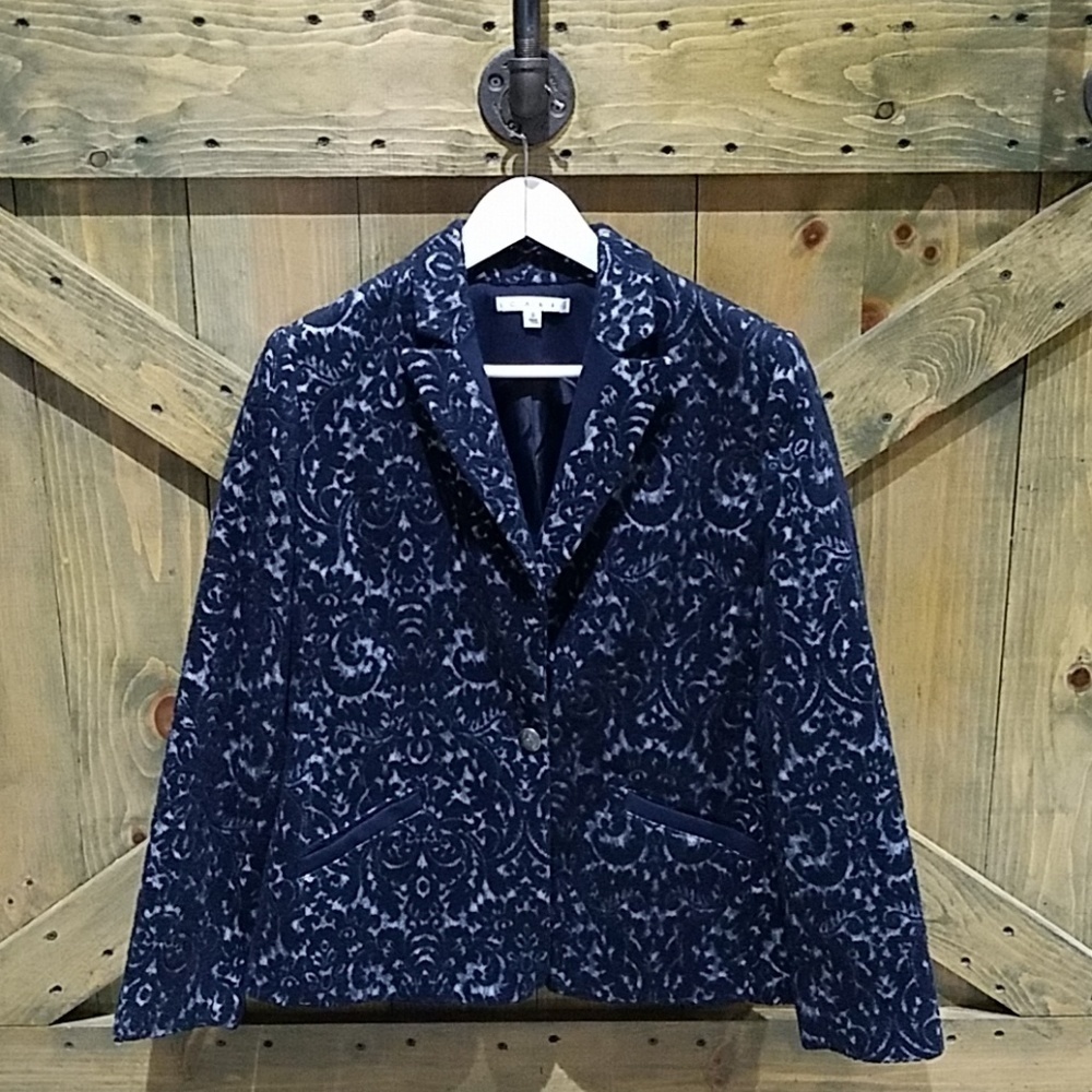 CABI DARK NAVY BLUE WOOL BLAZER